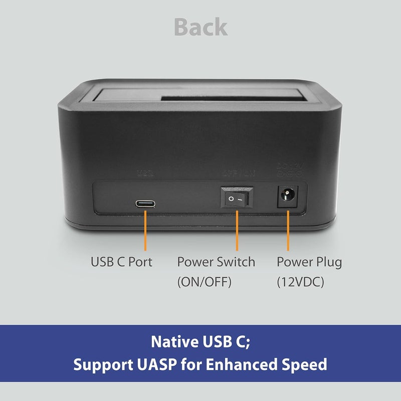 Vantec NexStar JX, USB 3.2 Gen2x1, USB C, Single Bay Storage Dock for SATA Drive (NST-D158C3-BK) - Image 4